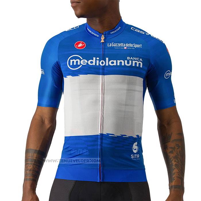 2023 Maillot Cyclisme Giro d'Italia Bleu Blanc Manches Courtes et Cuissard